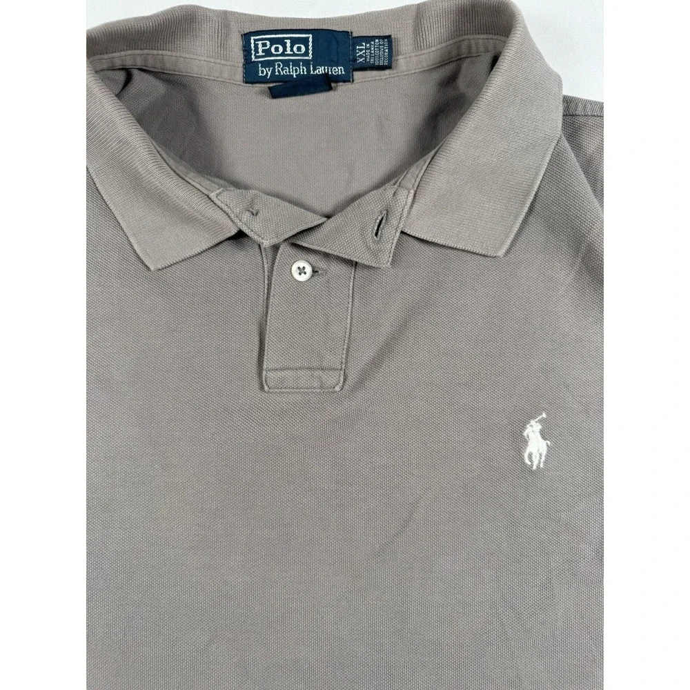 Polo Ralph Lauren Mens Polo Shirt XXL Custom Fit Gray Taupe Pony Short Sleeve